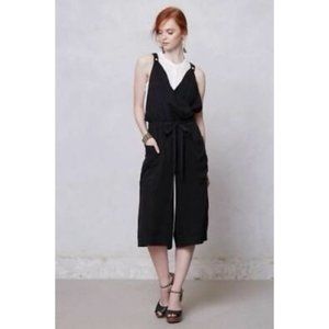 Anthropologie Elevenses Black Belted Jumpsuit Overalls Cropped Size 10 Medium